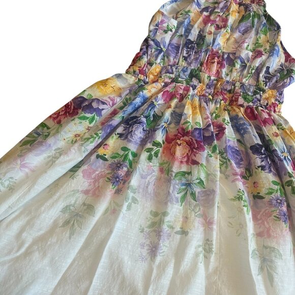 Boston Proper Garden of Romance Floral Print Mock Neck Midi Dress Size 12 Womens - Picture 9 of 13